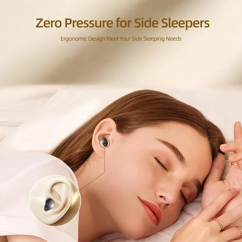 Miniatura 5 de HJX M125 - Mini auriculares invisibles para dormir de lado, auriculares intraurales ultraligeros, tiempo de reproducción de 50 horas con funda