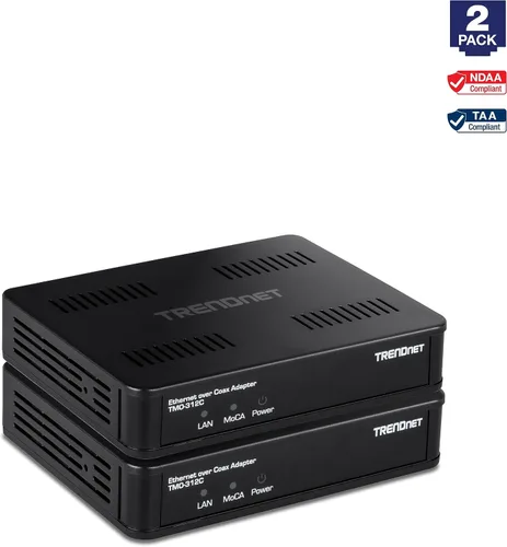 Miniatura 6 de TRENDnet Adaptador Ethernet sobre coaxial MoCa 2.5 (paquete de 2), TMO-312C2K, compatible con MoCA 2.0/1.1/1.0, puerto LAN RJ-45 Gigabit, soporta