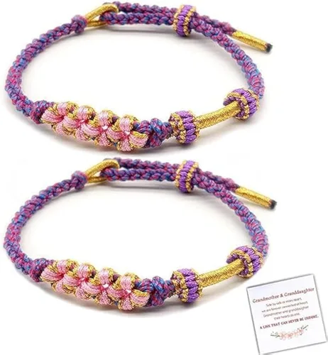 Pulsera de nudo de cereza con texto en inglés «To My Granddaughter A Link That Can Never Be Undone», pulsera para nieta de la abuela, ajustable,