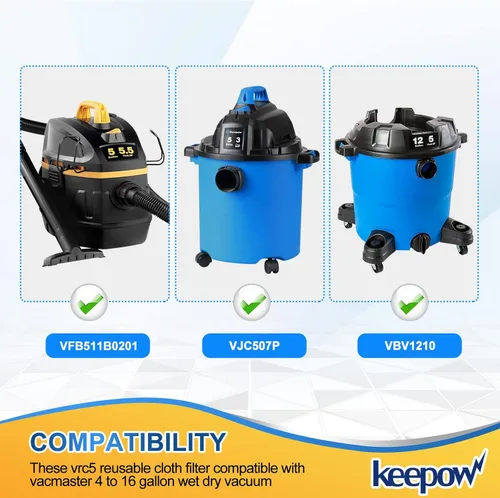 Miniatura 2 de KEEPOW Shop Vac - Bolsas de filtro compatibles con aspiradoras Vacmaster de 4 a 16 galones en seco y húmedo VBV1210 VJC507P, bolsas de filtro