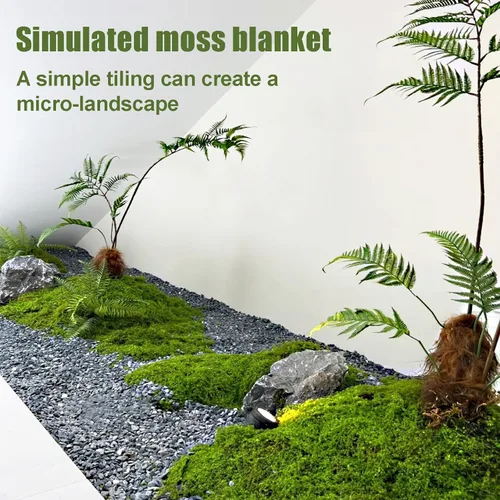 Miniatura 5 de Musgo artificial para manualidades, 19.68 x 39.37 pulgadas, musgo artificial para decoración de plantas de interior, césped sintético verde oscuro