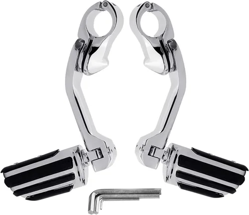 Miniatura 11 de TCT-MOTORPARTS Estriberas negras de 1/4 de pulgada y 1.25 pulgadas, estriberas ajustables para motocicleta en ángulo largo para Harley Touring Road