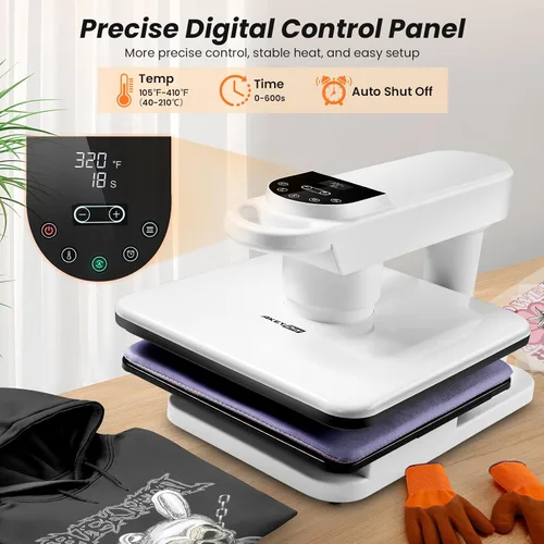 Miniatura 6 de AKEYDIY Prensa de calor de 15 x 15, máquina de prensa de calor automática de doble estación para camisetas, prensa digital de sublimación