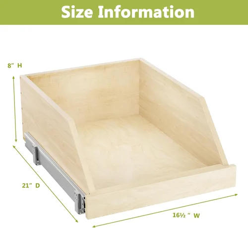 Miniatura 6 de LOVMOR Organizador de gabinete extraíble, cajones extraíbles para armarios, estante de cajones de madera deslizante, organizadores biselados de 8