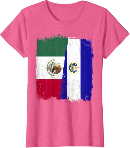 Miniatura 65 de Camiseta con la bandera mexicana de El Salvador con la mitad de la bandera mexicana de El Salvador