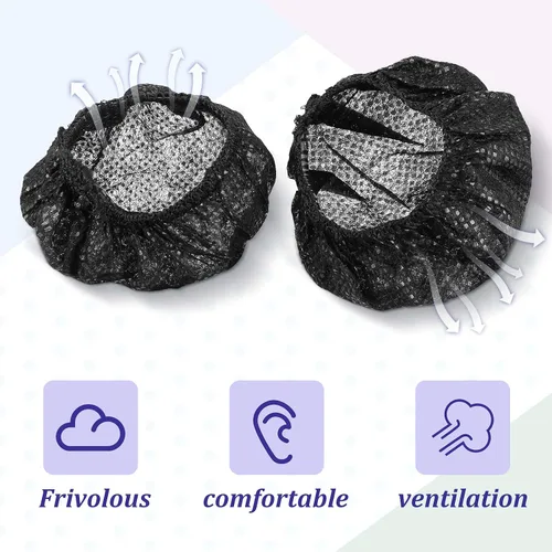 Miniatura 5 de BBTO 200 piezas desechables para audífonos, no tejidas, almohadillas sanitarias para la mayoría de auriculares en la oreja (S, 2.6 pulgadas, negro)