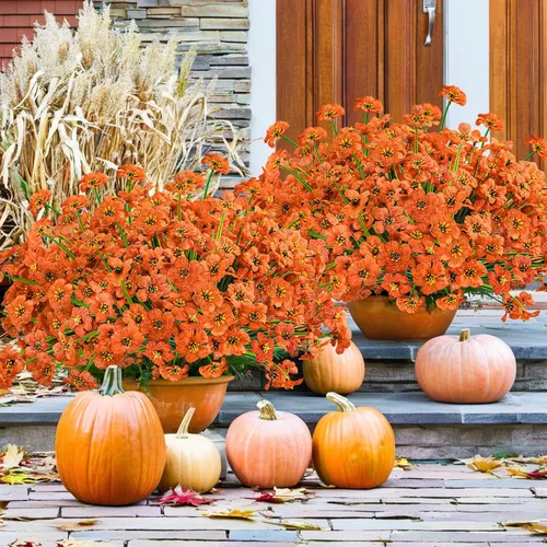 Miniatura 2 de Krissing - 48 paquetes de flores artificiales para exteriores, resistentes a los rayos UV, flores falsas de plástico sintético, plantas para jardín