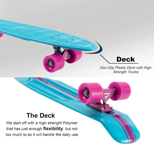 Miniatura 3 de Swell Skateboards Monopatín completo retro de plástico de 22 pulgadas y 28 pulgadas para principiantes, niños, niñas, jóvenes, adolescentes, adultos