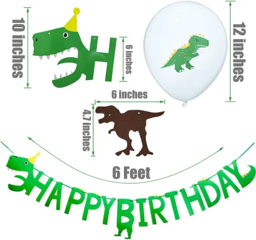 Miniatura 2 de Cartel de feliz cumpleaños con temática de dinosaurio, decoración de fiesta, juego de suministros de fiesta del mundo jurásico para fiestas