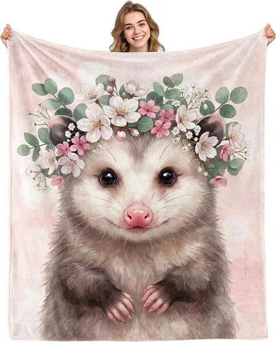 Miniatura 13 de Manta de animales del zoológico, regalos para los amantes del bosque, animales salvajes, oso, búho, sika, ciervo, ardilla, mapache, zorro, conejo