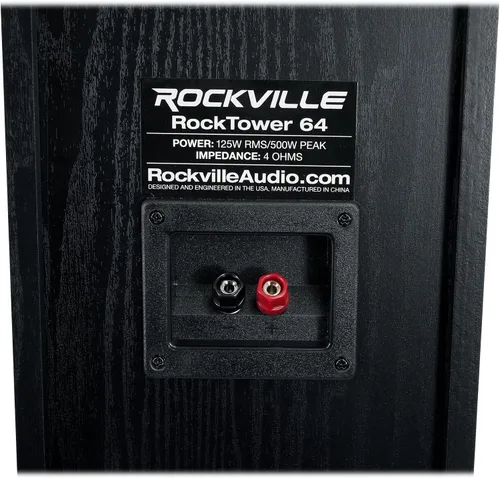 Miniatura 8 de Rockville RockTower 64B - Altavoz de torre pasivo, 4 ohmios, negro, sonido de alta fidelidad, rejilla desmontable, 3 vías, 6.5 pulgadas, 500 W, MDF