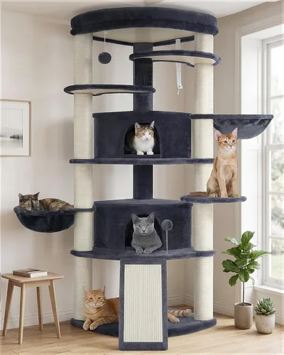 Miniatura 14 de Gitelsnour Árbol esquinero para gatos de interior, torre para gatos con todos los postes rascadores de sisal, condominio para gatos de varios