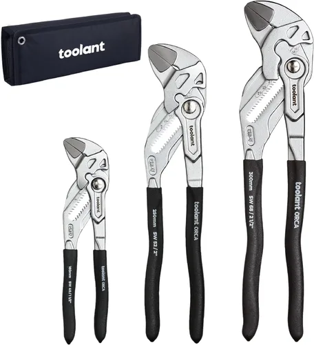 Miniatura 12 de toolant Llave de alicates cromados de 5 pulgadas, llave ajustable CR-V con revestimiento antioxidante, mandíbulas paralelas lisas, agarre