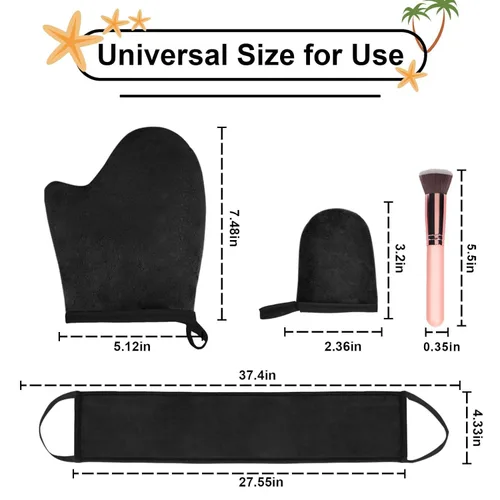 Miniatura 3 de Kit de 4 aplicadores de manopla autobronceadora, guante autobronceador, aplicador de espalda autobronceadora, mini manopla para endurecer la cara