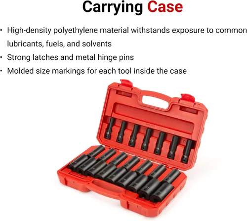 Miniatura 6 de TEKTON Juego de llaves de impacto de 6 puntos de profundidad de 1/2 pulgada con funda, 23 piezas (0.394-1.260 in) SID92330 Sólo herramienta
