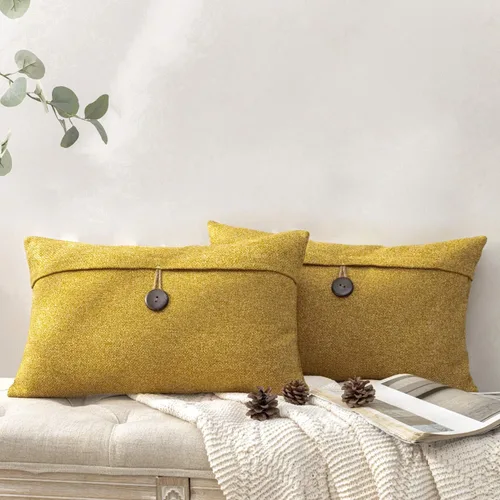 Miniatura 13 de Funda decorativa de lino Phantoscope para almohadones, con botón, 18" x 18