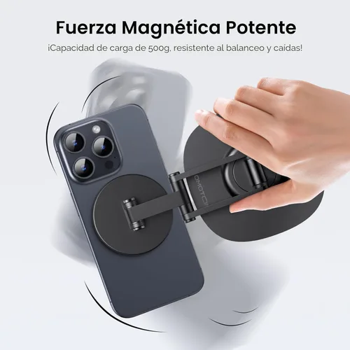 Miniatura 3 de OMOTON Soporte de Teléfono Magnético Giratório de 360° para Escritorio, Ajustable y Plegable de Aluminio para Soporte de Celular MagSafe con Base