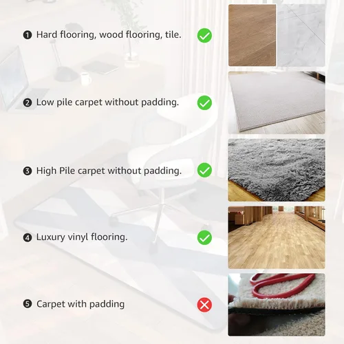 Miniatura 6 de Placoot Tapete resistente para silla de oficina para alfombras y suelos de madera dura, 48 x 36 pulgadas, peso de 3.5 libras, tapete decorativo
