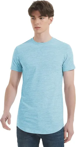 Miniatura 6 de Mens Longline Gym Muscle Bodybuilding Tshirts Hipster Reflective Line Scallop Crewneck Tees Shirts Tops