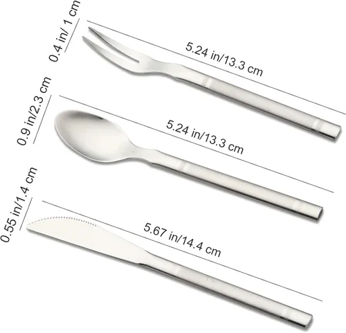 Miniatura 7 de VANRA Juego de 3 cuchillos de postre de 5.2 pulgadas, tenedores de ensalada, cucharas de té, aperitivo de acero inoxidable, cuchillos para servir