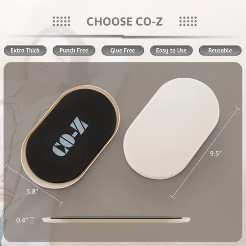 Miniatura 5 de CO-Z Deslizadores grandes para muebles, paquete de 4, deslizadores ovalados reutilizables de 6 x 9 1/2 pulgadas para alfombras, deslizadores
