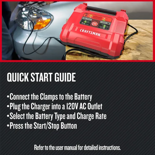 Miniatura 4 de CRAFTSMAN Cargador de batería de auto de 15A y mantenedor de batería, solución 4-en-1, para baterías de 6V/12V de deportes acuáticos, automotrices