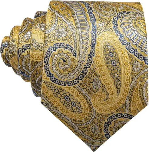 Miniatura 130 de Barry.Wang - Juego de corbata de seda para hombre, diseño de cachemira, pañuelo y gemelos de bolsillo