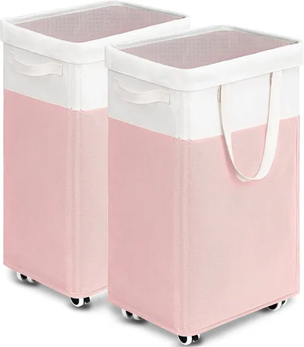 Miniatura 10 de Goodpick - Cesta de lavandería con ruedas, 75L, esenciales para dormitorio de universidad, cesta de ropa con bolsa de lavado extraíble para blanco