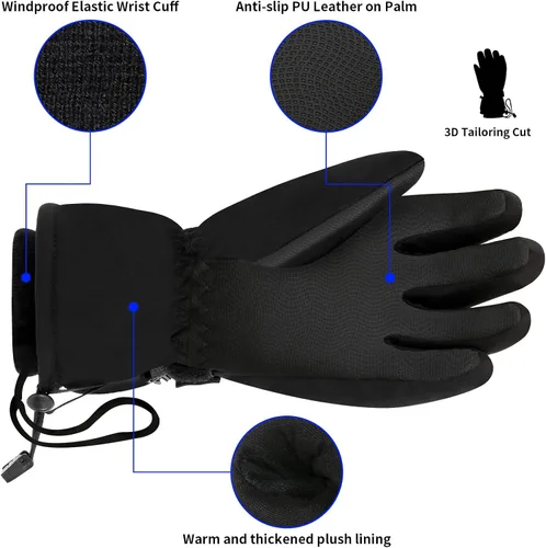Miniatura 2 de Guantes de moto de nieve, guantes de esquí para hombres y mujeres, impermeables, resistentes al viento, guantes de snowboard para pantalla táctil