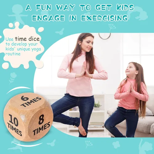 Miniatura 3 de Garybank Dados de yoga para niños con 12 tarjetas de yoga, 20 tarjetas de ejercicio de respiración, suministros de esquina para calmar, juego