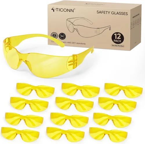 Miniatura 16 de TICONN Gafas de seguridad transparentes para hombres, gafas protectoras resistentes a los arañazos y impactos, cumplen con la norma ANSI Z87.1