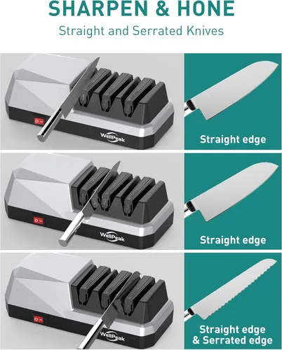 Miniatura 4 de Afilador Eléctrico de Cuchillos de 3 Etapas para Cuchillos de 18/20 Grados, Sistema de Afilado Abrasivo de Diamante para Cuchillos de Chef de Filo
