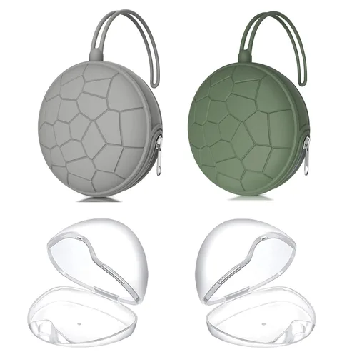 Miniatura 8 de Juego de 4 fundas para chupetes, 2 fundas portátiles de silicona para bolsas de pañales, carrito de bebé con 2 cajas transparentes
