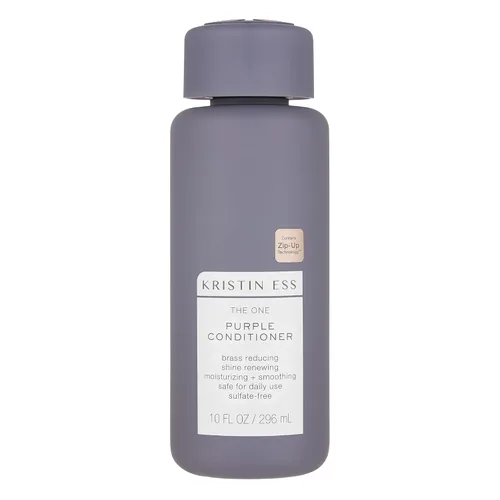 Kristin Ess Hair The One - Acondicionador morado para tonificar + hidratar el cabello rubio, neutraliza los tonos latones + amarillos, sin sulfatos,