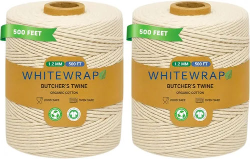 Cordón de carnicero orgánico premium | 1.2mm de algodón natural, 304.8 metros – Seguro para horno para atar pavo, asar carne y hornear | Fuerte y