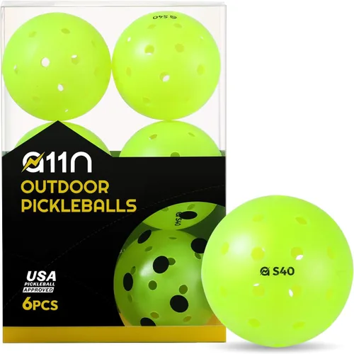A11N S40 - Pelotas de pickleball para exteriores, aprobadas por Pickleball de Estados Unidos para jugar en torneos, paquete de 3/6/12/50, verde