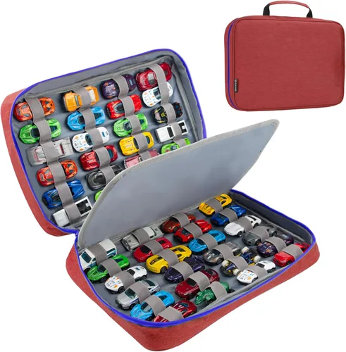 Miniatura 8 de Estuche organizador de almacenamiento para automóvil para 48 vehículos, funda de transporte portátil de colección fundida a presión a escala 1:64