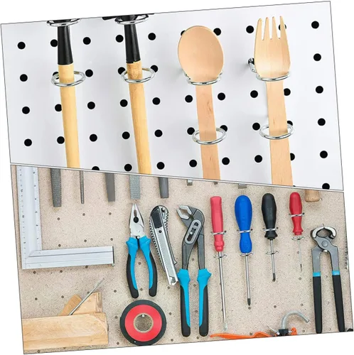 Miniatura 4 de OSALADI 5 piezas de gancho para tablero de clavijas, soporte de metal, organizador de utensilios de cocina, alicates, ganchos para colgar tablero