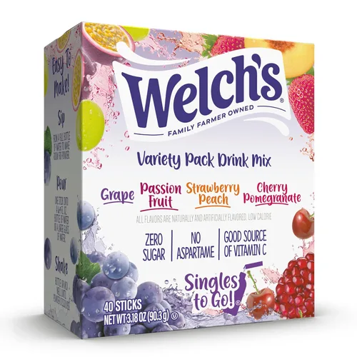 Miniatura 13 de Welch's Singles To Go! Paquete variado de mezcla de bebida de arándano, paquetes de sabor de agua sin azúcar, sin aspartamo, sin tintes