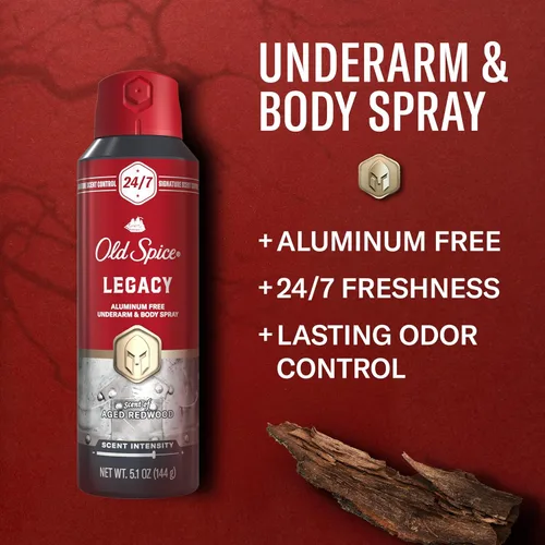 Miniatura 2 de Old Spice Spray corporal sin aluminio para hombres, aroma distintivo 24/7 y frescura duradera, protección contra olores durante todo el día, fácil