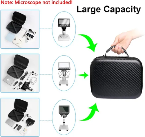 Miniatura 3 de Estuche de transporte de microscopio digital LCD original, caja de almacenamiento de tamaño ultra grande para pantalla USB/Wifi/LCD, microscopio