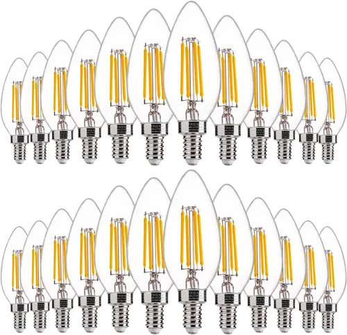 Miniatura 14 de FLSNT Amber LED Candelabra Light Bulbs 40W Equivalent, B11 E12 LED Chandelier Bulbs, 2200K Warm White, Dimmable, 330LM, 96 Pack UL,CA65 Listed.