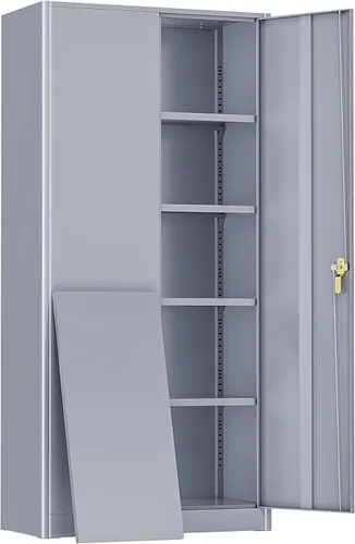 Miniatura 17 de SUNCROWN Armarios de almacenamiento de metal con cerradura, gabinete de herramientas, almacenamiento de acero con bloqueo de 72 pulgadas, armarios