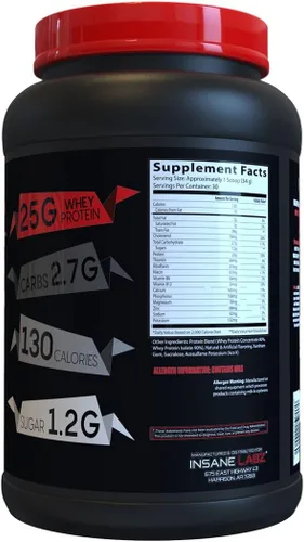 Miniatura 2 de Insane Labz Insane Whey, 100% Proteína de Suero para Construcción Muscular, Perfil de Aminoácidos BCAA, Ganador de Masa, Sustitución de Comida