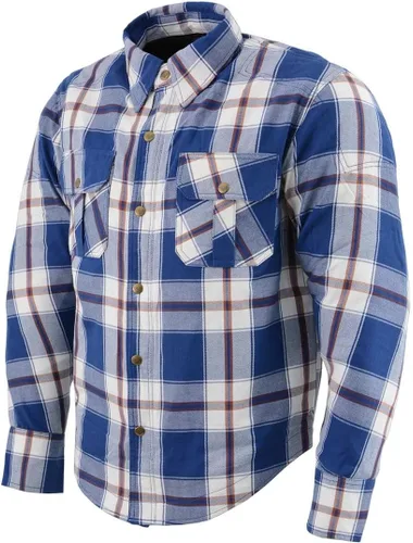 Miniatura 17 de Camisa de motociclista Milwaukee Leather para hombre, de franela a cuadros con fibra de aramida y armadura, Mediana MPM1654