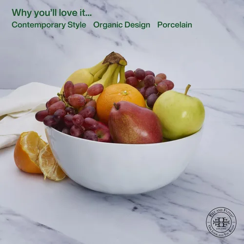 Miniatura 4 de Everyday White by Fitz and Floyd Organic Serve Bowl, 9 pulgadas, capacidad de 72 onzas líquidas, blanco