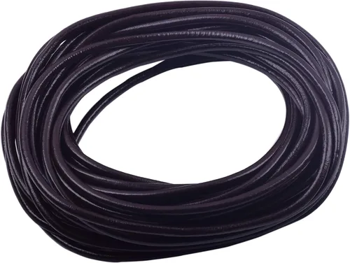 Miniatura 41 de KONMAY Cordón redondo de cuero real de 0.039 pulgadas, cordón de cuero negro de 25 yardas para hacer joyas, collares, pulseras y manualidades