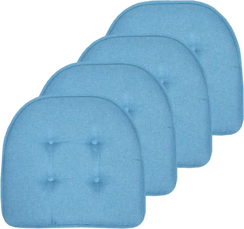 Miniatura 142 de Sweet Home Collection - Cojín de espuma viscoelástica para silla con capitoné, antideslizante, parte trasera de goma, en forma de U, 17 x 16 Piel