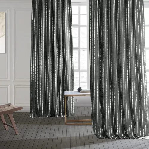Miniatura 2 de HPD Half Price Drapes Cortinas abstractas con estampado a rayas de 108 pulgadas de largo, cortinas de algodón de lujo (1 panel), cortinas