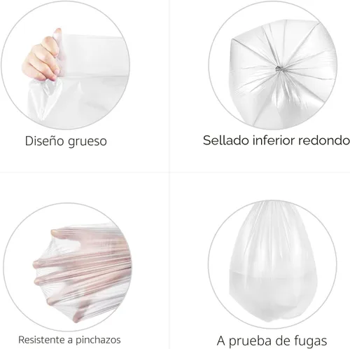 Miniatura 4 de 200 bolsas de basura pequeñas de 2 galones (1.8-2 galones) para cestas de basura de 1.6, 1.8, 2.2 galones, forros fuertes de 6.5 a 7 litros